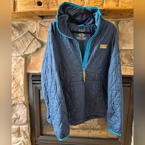 L.L. Bean Navy Quilted Pullover with Teal Trim